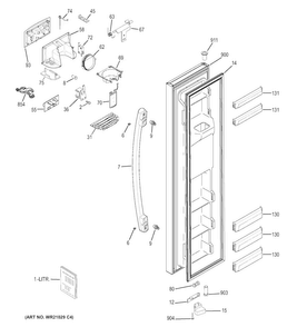 Freezer Door Diagram and Parts List for GZS22DGJBFWW  General Electric Refrigerator