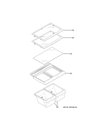Fresh Food Shelves Diagram and Parts List for HPS18GTMMRWW  General Electric Refrigerator