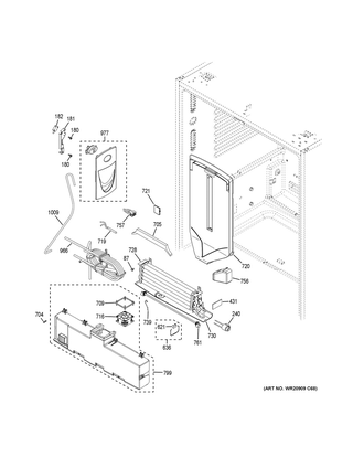 Fresh Food Section Diagram and Parts List for PWE23KELDDS  General Electric Refrigerator