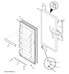 Door Diagram and Parts List for FUF20DHBRWW  General Electric Freezer