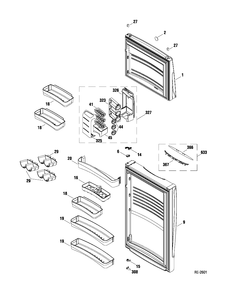 DOOR PORTES Diagram and Parts List for GTM14XETACS  General Electric Refrigerator