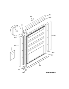 Door 2 Diagram and Parts List for ZIBI240PAII  General Electric Wine and Beverage Cooler