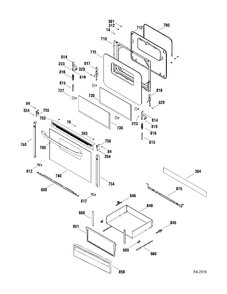 DOOR & DRAWER Diagram and Parts List for MCB757WK4WW  General Electric Range
