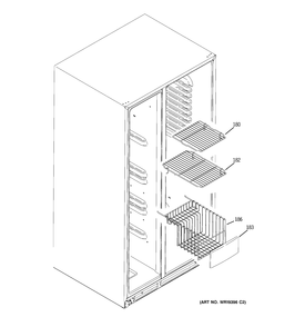FREEZER SHELVES Diagram and Parts List for GZS23HGECFWW  General Electric Refrigerator
