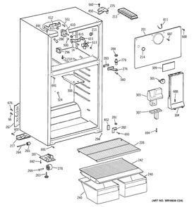 CABINET Diagram and Parts List for MTS16BBMELWW  General Electric Refrigerator