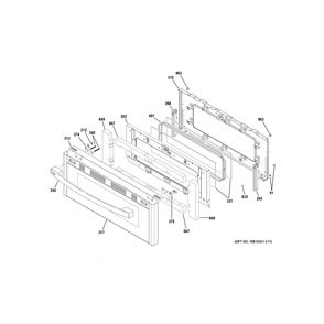 Upper Door Diagram and Parts List for PGB965BP4TS  General Electric Range