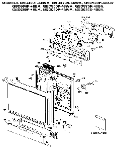 Control Panel And Door Diagram and Parts List for GSD580P-48WA  General Electric Dishwasher