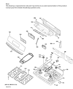 CONTROL PANEL & COOKTOP Diagram and Parts List for JCGB750EEF2ES  General Electric Range