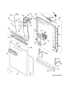 Escutcheon And Door Assembly Diagram and Parts List for PDP795SYV1FS  General Electric Dishwasher