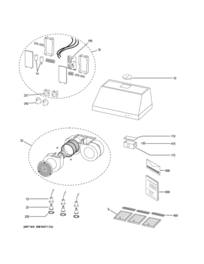 RANGE HOOD Diagram and Parts List for CV48SSL1SS  General Electric Range Hood