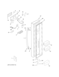 Freezer Door Diagram and Parts List for GSE23GGKECWW  General Electric Refrigerator