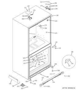 Case Parts Diagram and Parts List for PGS25KSEAFSS  General Electric Refrigerator