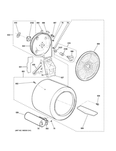 Drum Diagram and Parts List for ETD48GASW0WB  General Electric Dryer