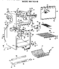 Cabinet Parts Diagram and Parts List for TBX18LHB  General Electric Refrigerator