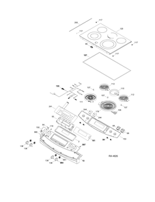 CONTROL PANEL & COOKTOP Diagram and Parts List for JCSP46DR2WW  General Electric Range