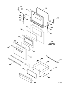 DOOR & DRAWER Diagram and Parts List for RCBS525J2WW  General Electric Range