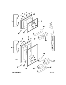 DOORS Diagram and Parts List for 38489KBSARSS  General Electric Refrigerator