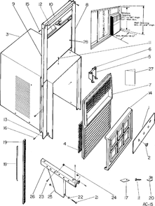 CABINET, FRONT & WINDOW PARTS Diagram and Parts List for UA608R-4  General Electric Air Conditioner