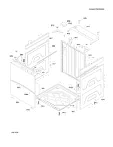 Washer Cabinet Diagram and Parts List for JCBP84DPBB  General Electric Range