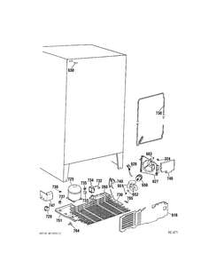 UNIT PARTS Diagram and Parts List for 39761-1  General Electric Refrigerator