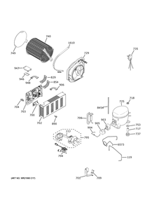 Machine Compartment Diagram and Parts List for PSB42YSNMSS  General Electric Refrigerator