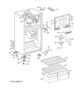 CABINET Diagram and Parts List for MTS18BBSARWW  General Electric Refrigerator