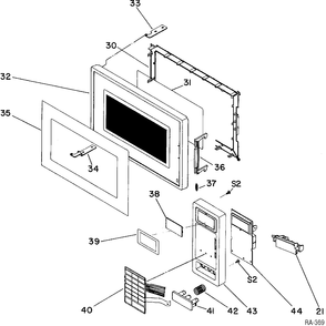 DOOR ASSEMBLY Diagram and Parts List for GTC0611BJ03  General Electric Microwave
