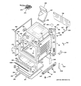 Body Parts Diagram and Parts List for JGB450DEK1WW  General Electric Range
