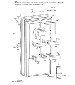 DOOR Diagram and Parts List for ZIRP360NHALH  General Electric Refrigerator