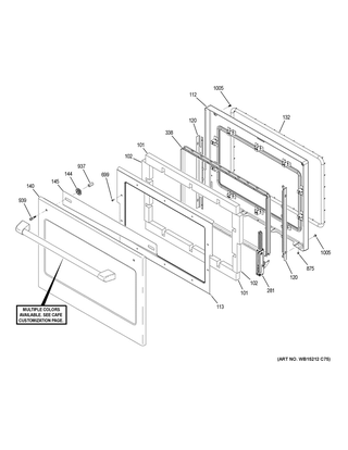 Lower Door Diagram and Parts List for CTD90DP3M1D1  General Electric Range