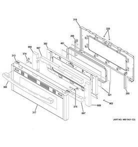 Upper Door Diagram and Parts List for JGB860EEJ4ES  General Electric Range