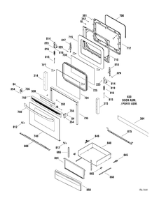 DOOR & DRAWER Diagram and Parts List for MCB787WM1WW  General Electric Range