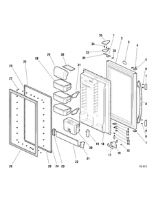 REFRIGERATOR DOOR Diagram and Parts List for PDE18LZPACC  General Electric Refrigerator