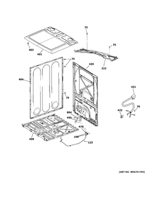 Cabinet & Top Panel Diagram and Parts List for GTD84GCSN0WS  General Electric Dryer