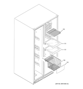 Freezer Shelves Diagram and Parts List for GZS22DGJEFBB  General Electric Refrigerator