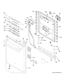 Escutcheon & Door Assembly Diagram and Parts List for CDT835SMJ0DS  General Electric Dishwasher