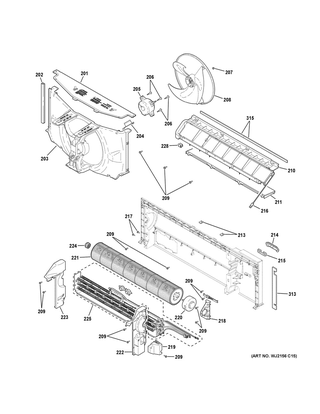 Motor & Chassis Parts Diagram and Parts List for AZ65H07EBMW2  General Electric Air Conditioner