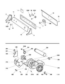 CONTROL PANEL Diagram and Parts List for RUXR453EBAWW  General Electric Dryer
