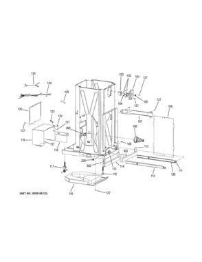 FRAME PARTS Diagram and Parts List for UCG1600LBB  General Electric Trash Compactor