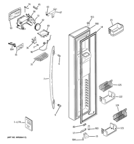 Freezer Door Diagram and Parts List for PSK27VGXBCSS  General Electric Refrigerator