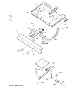 Gas & Burner Parts Diagram and Parts List for RGB508PEF1CT  Hotpoint Range