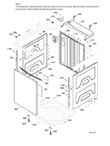 WASHER CABINET Diagram and Parts List for GUAP270EM2WW  General Electric Dryer