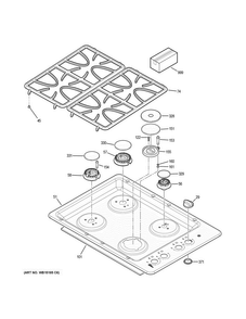 Control Panel & Cooktop Diagram and Parts List for JGP333DET3BB  General Electric Cooktop