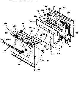 Oven Door Diagram and Parts List for JCP17WV2WW  General Electric Wall Oven