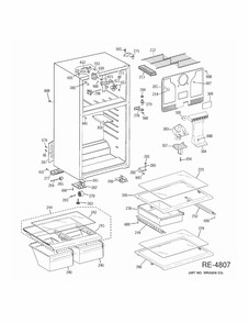 CABINET Diagram and Parts List for MTS18BBDHRWW  General Electric Refrigerator