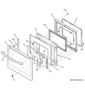 DOOR Diagram and Parts List for PB930TF2WW  General Electric Range