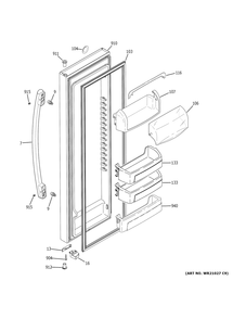 Fresh Food Door Diagram and Parts List for GSS25IGNBHWW  General Electric Refrigerator