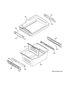 Freezer Shelves Diagram and Parts List for GYE18JSLPFSS  General Electric Refrigerator