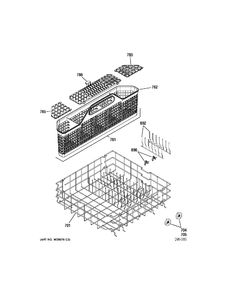 LOWER RACK Diagram and Parts List for PDW8281J03SS  General Electric Dishwasher