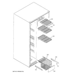 Freezer Shelves Diagram and Parts List for GSE23GSEFCSS  General Electric Refrigerator
